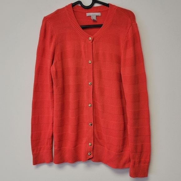 Banana Republic V-neck Knit Cardigan Red Orange L - Picture 4 of 4